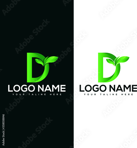 leaf letter D logo design vector