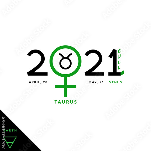 Taurus zodiacal sign inside the ruler planet of it, astrological headline banner of 2021th year of the bull