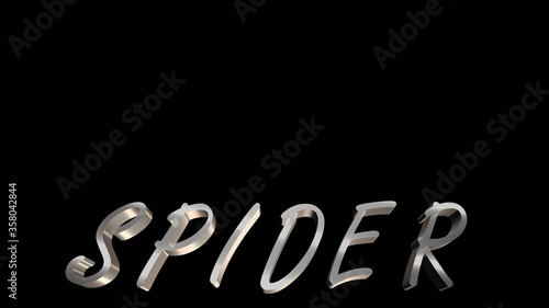 animated video spider text with moving reflections ready for your work