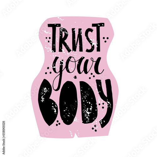 trust your body vector hand drawn lettering