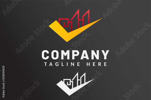 Simple Logo Template Building For Real estate company brand and contractor house and developer real estate