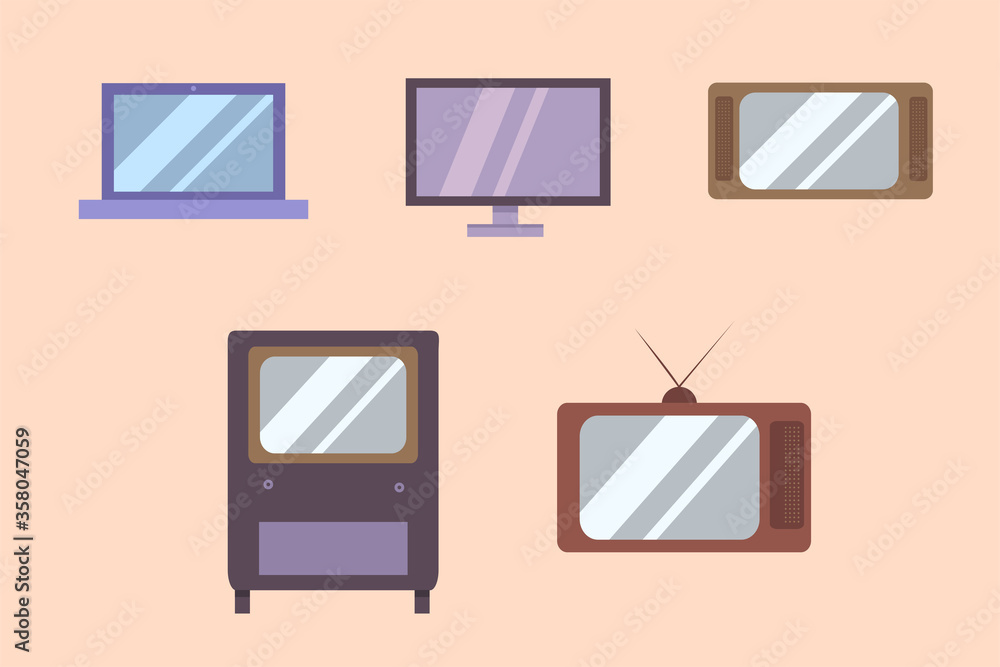 Laptop and television set. Vector illustration Laptop and television set. Vector illustration