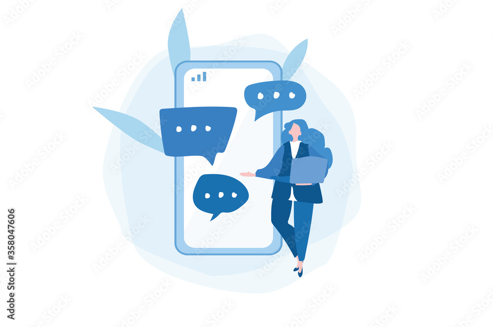 Mobile web chat. Vector illustration for web banner, infographics, mobile website. Mobile web chat. Vector illustration for web banner, infographics, mobile website.
