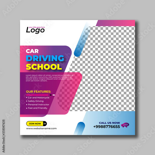Car Driving School Social Media POst Instagram Banner