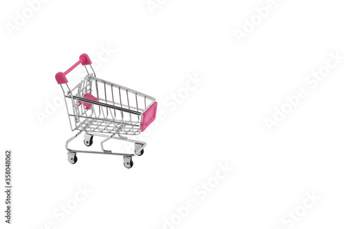 Empty shopping cart, side view, isolated on white background  © kazim kuyucu