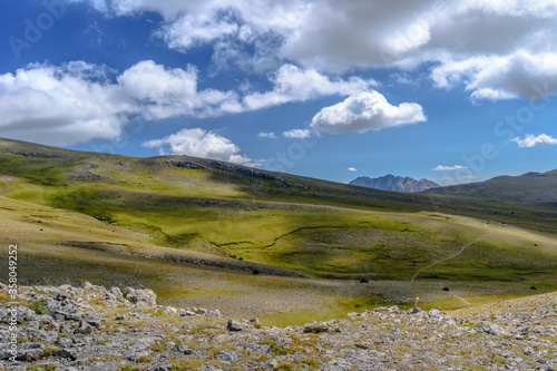 Hiking at the Gosolans Pass (in the Cadí Mountains, Natural Parc of Cadí-Moixero, Catalonia) Spain. photo