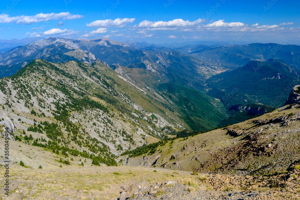 View from the top of the mountains (Cadi-Moixero Natural Park, Catalonia, Spain).