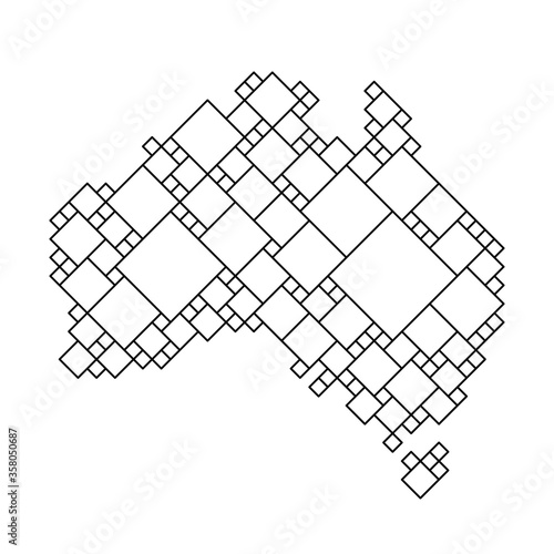 Obraz na plátně Australia map from black pattern from a grid of squares of different sizes