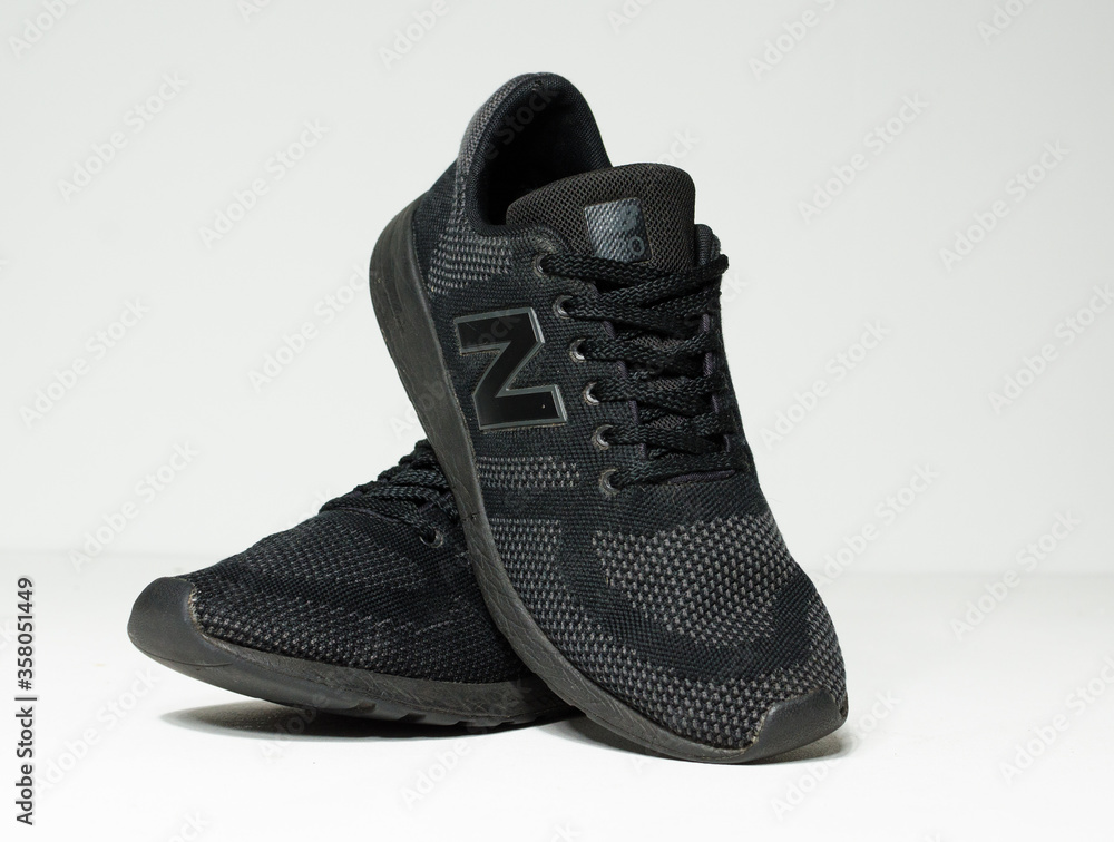 london, england, 05/05/202 New balance 420 mesh trainer, all black sole  sports and exercise sneaker trainers isolated on a white background. Stock  Photo | Adobe Stock