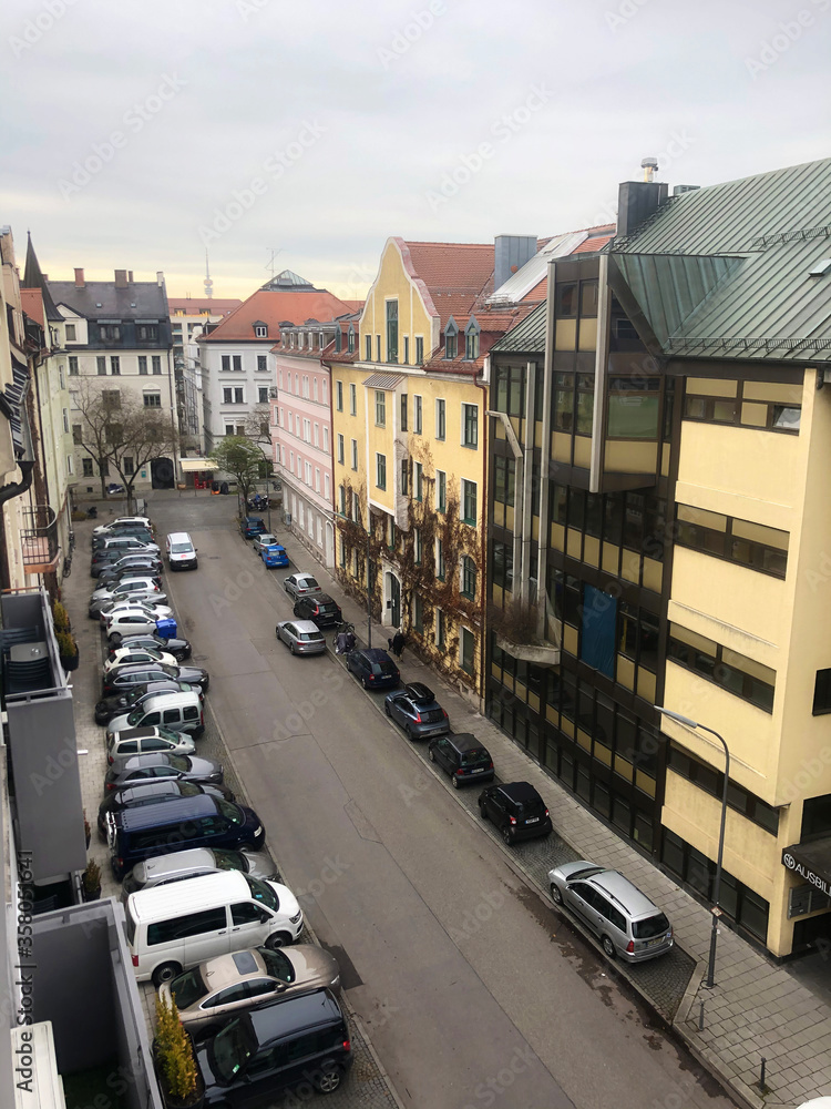 Street, City, Christmas Markets, Munich, Germany, Europe, Skyscape