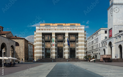 Brescia, Italy, Europe, August 2019, view of the buildings in the Piazza della Vittoria. photo