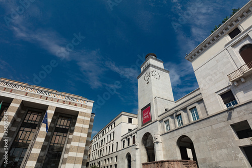 Brescia, Italy, Europe, August 2019, view of the buildings in the Piazza della Vittoria.