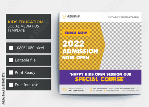 Kids Education Social Media post & Instagram Post template