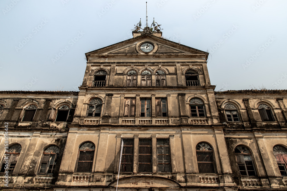 Bangkok, Thailand - Feb 2, 2020 : The old customs house Or Old bang rak fire station. One of more than 120 years old architecture, another tourist attraction in Thailand That people like to take pictu