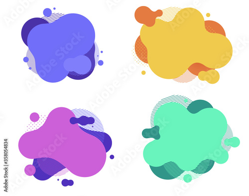 Fluid colorful gradient round shapes. Liquid splash bubble.