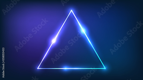 Neon triangle frame with shining effects 