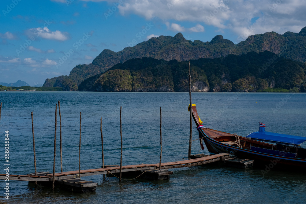 Wooden longtail boat in province Krabi, Thailand