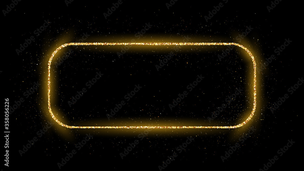 Obraz premium Golden rounded rectangle frame with glitter
