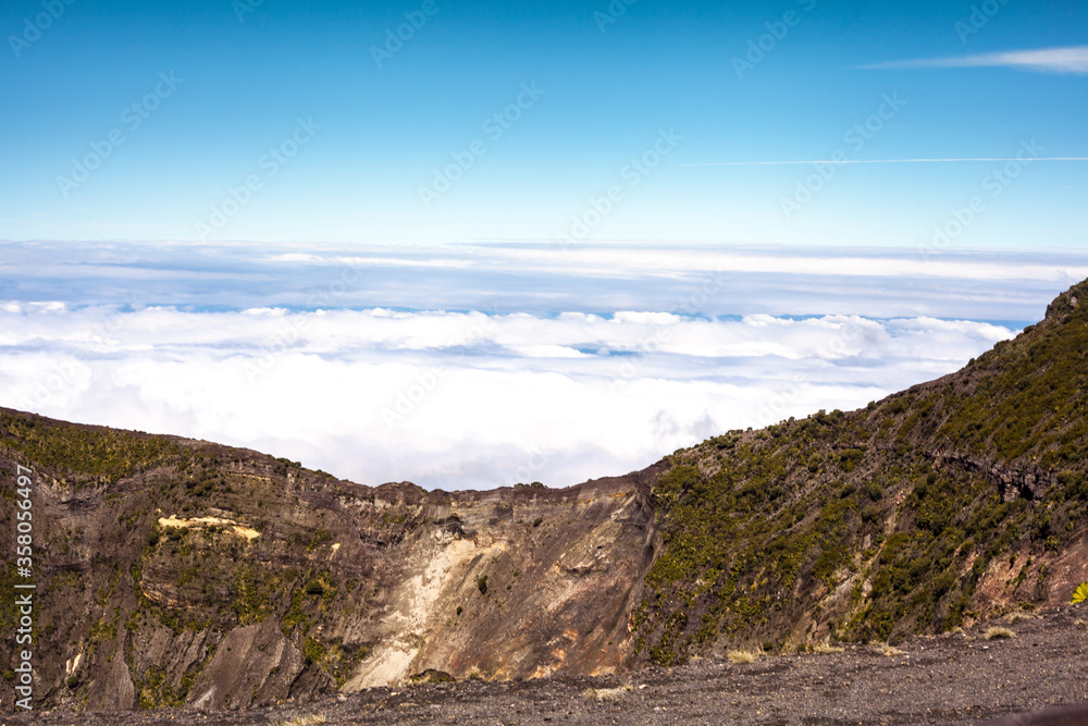 View from Irazu volcano on mountains and clouds - Costa Rica