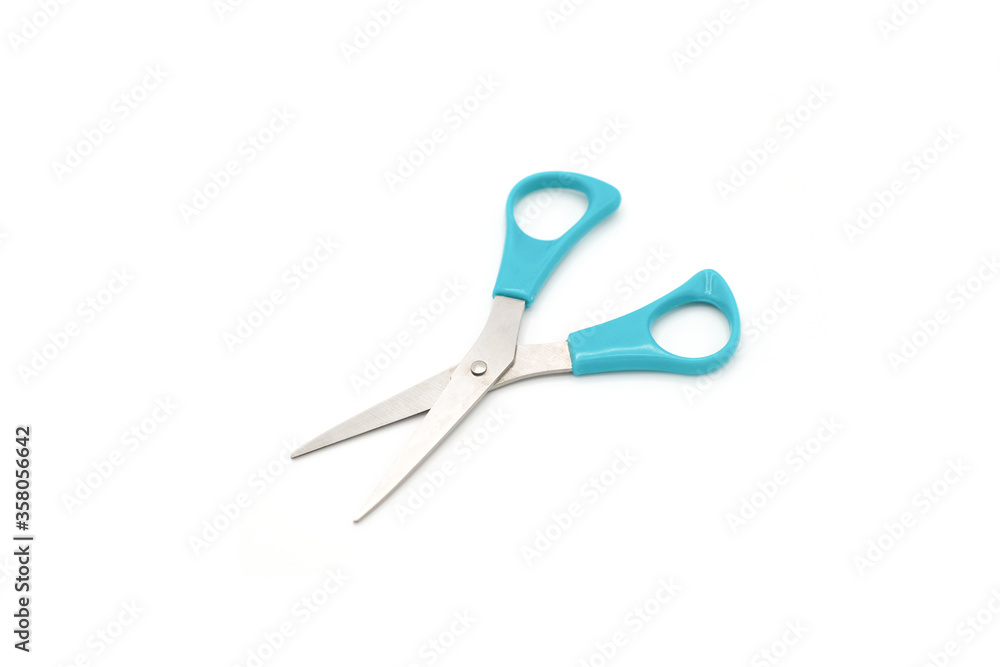 Blue scissors isolate on white background. Blue scissors isolate on white background.