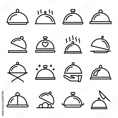 
Crockery, Dinner, Food, Lunch, Meal Food Platter, Platter Line Vector Icons Set
