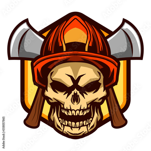 skull fire fighter isolated on white background