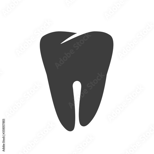 Tooth icon vector or dental care black and white pictogram shape design vector symbol isolated, idea of stomatology logotype monochrome element