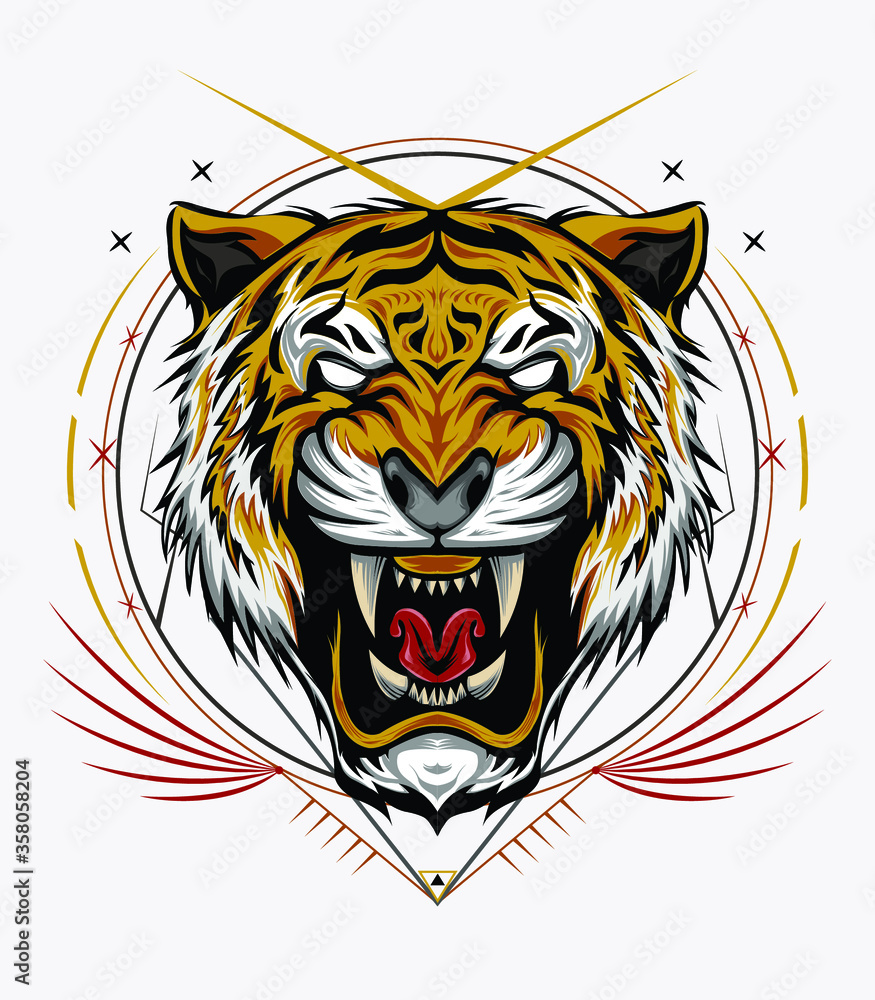 tiger mascot logo design vector. Tiger head illustration. Vector tiger. design for T shirt , mascot, logo team, sport, metal printing, wall art, sticker