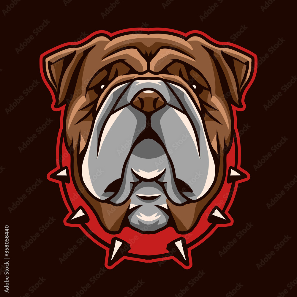Fototapeta premium bulldog head vector illustration isolated on dark background