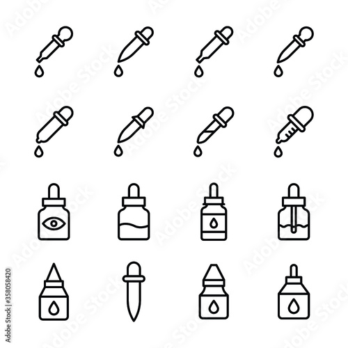 
Dropper, Eyedropper, Picker, Pipette Line Vector Icons Set
