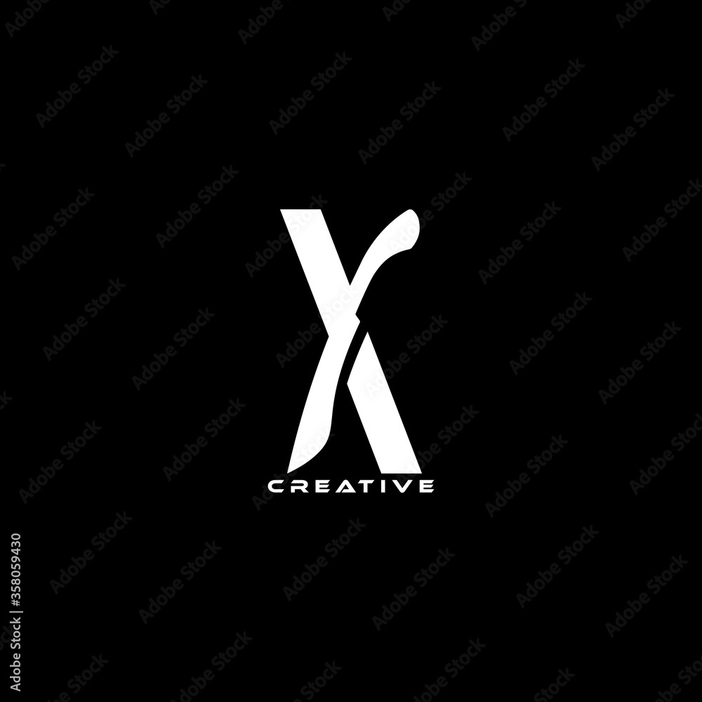 Machete concept simple flat X letter logo design Machete concept simple flat X letter logo design