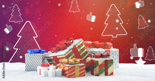 christmas presents with sno...