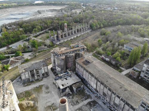 Aerial view of abandoned lime plant