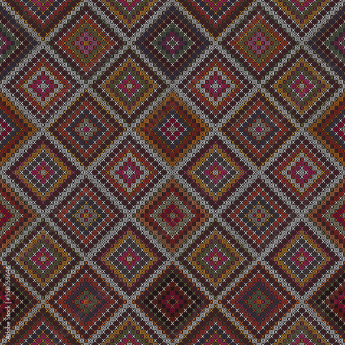 Turkish Kilim Colorful Tribal Mosaic 