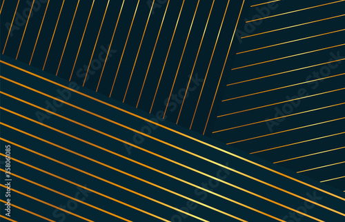 Abstract horizontal striped golden background. Ultra thin gold lines on black backdrop. for cover design, poster or banner with space for text. Vector illustration.