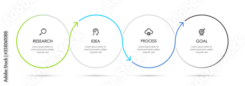 Vector Infographic thin line design with icons and 4 options or steps. Infographics for business concept.