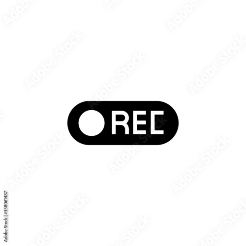 Rec vector icon in black flat glyph, filled style isolated on white background
