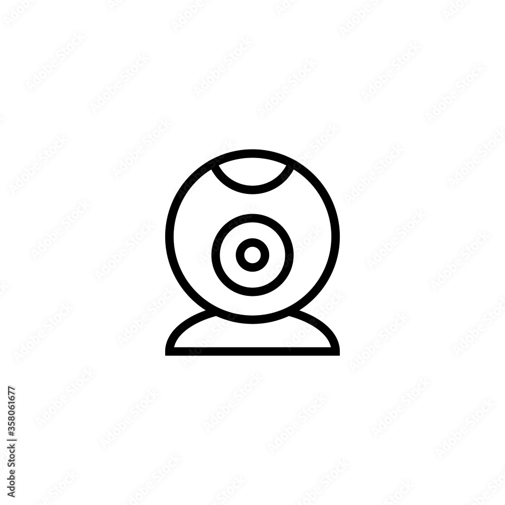 Webcamera vector icon in black line style icon, style isolated on white background