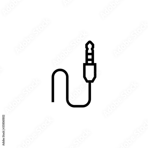 Jack connector vector icon in black line style icon, style isolated on white background
