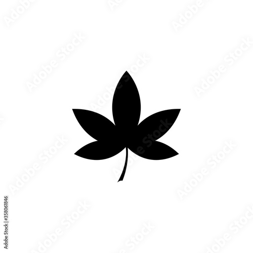 Liquidambar Leaf, Sweetgum, American Storax. Flat Vector Icon illustration. Simple black symbol on white background. Liquidambar, Sweetgum, Storax sign design template for web and mobile UI element.