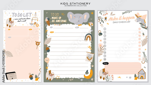 Stylish Scandinavian bathroom interior - bidet, tap, bath,toilet, sink, home decorations. Cozy modern comfy apartment furnished in Hygge style. Vector illustration