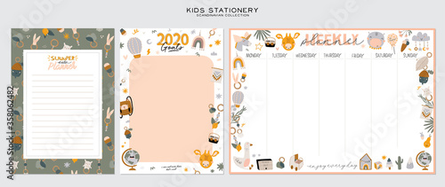 Stylish Scandinavian bathroom interior - bidet, tap, bath,toilet, sink, home decorations. Cozy modern comfy apartment furnished in Hygge style. Vector illustration