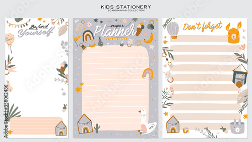 Stylish Scandinavian bathroom interior - bidet, tap, bath,toilet, sink, home decorations. Cozy modern comfy apartment furnished in Hygge style. Vector illustration