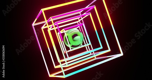 3D abstrakte bunte Würfel Quadrate neon leuchtend