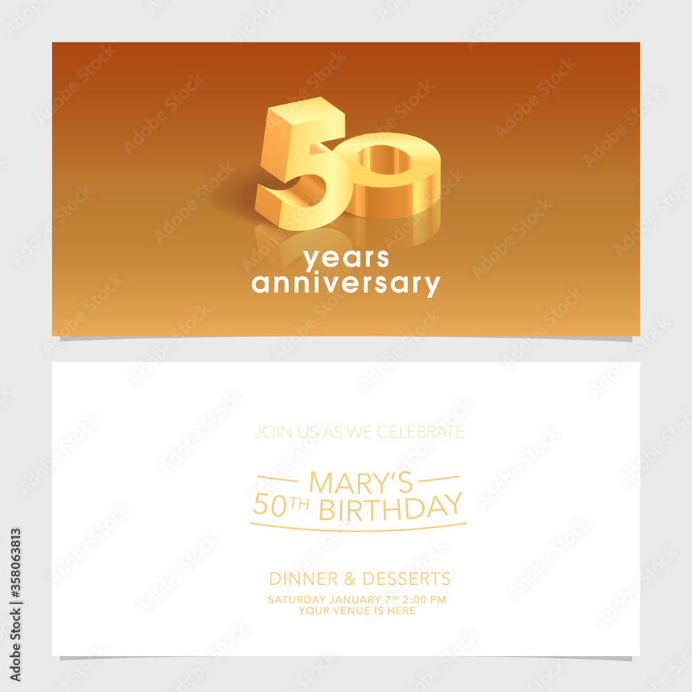 50 years anniversary invitation card vector illustration. Design template element 50 years anniversary invitation card vector illustration. Design template element