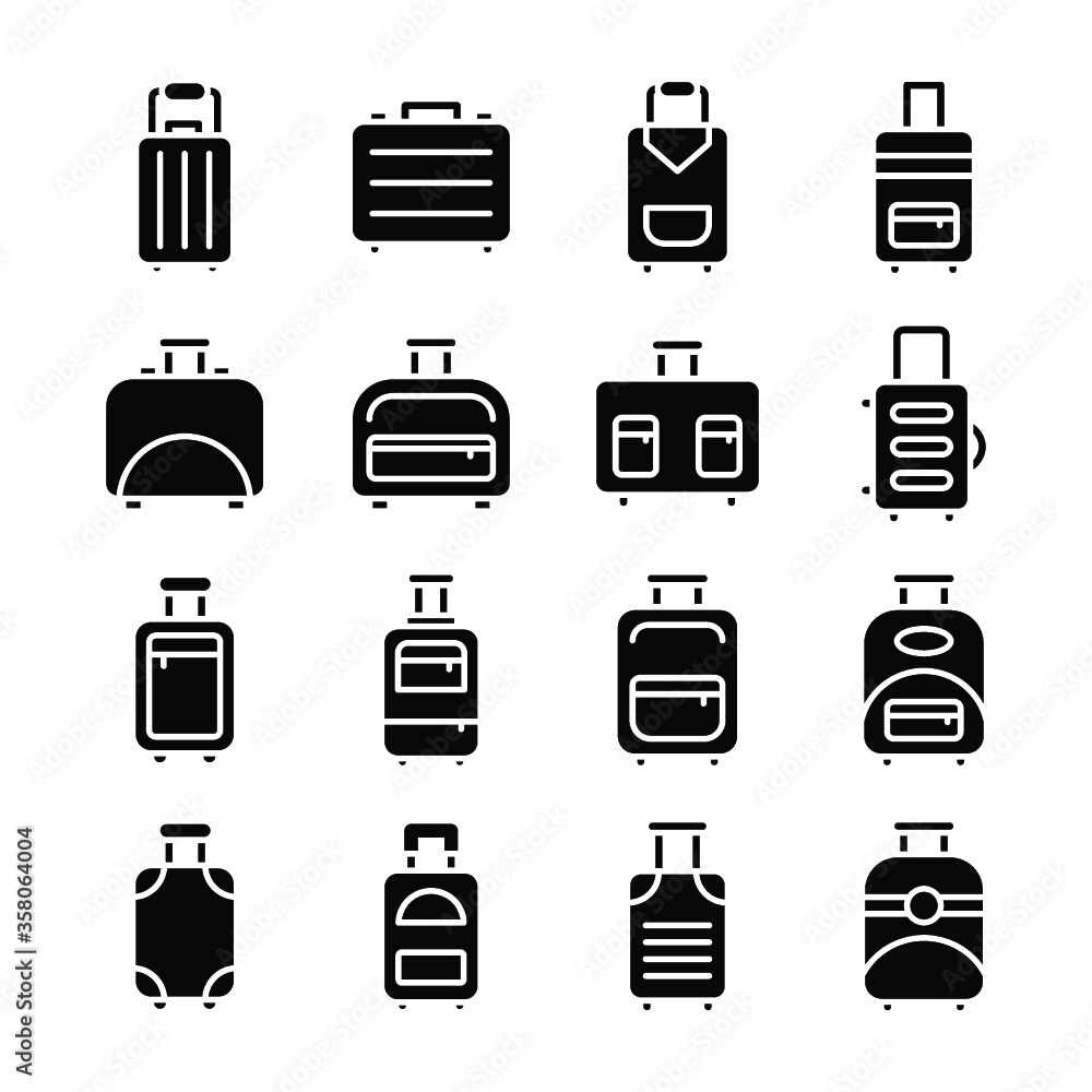 Luggage Glyphs Vector Icons Set
Luggage Glyphs Vector Icons Set