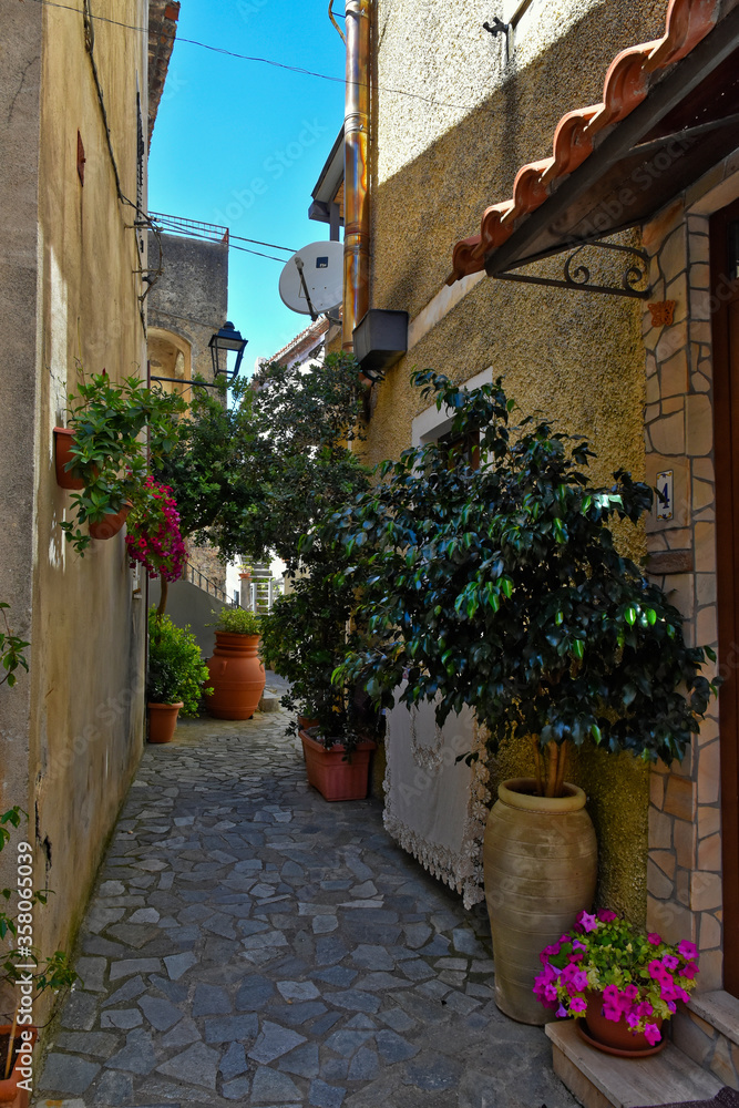 A picturesque street in San Nicola Arcella, an old town in the Calabria region.