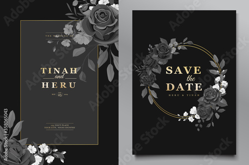 elegant black gold wedding invitation template