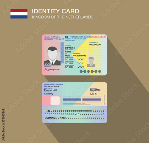 The Netherlands identity card. Flat vector illustration.