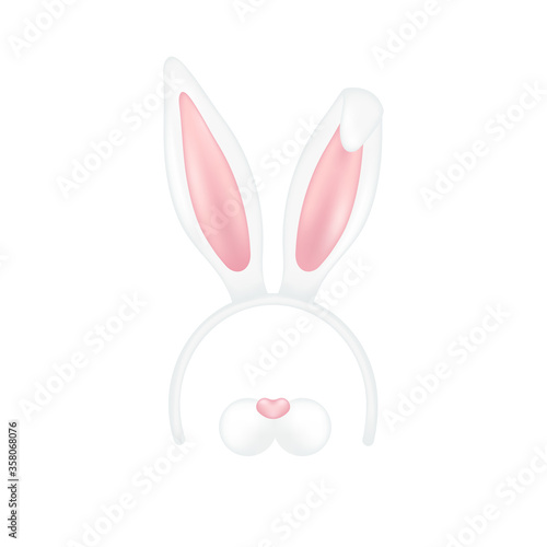 Easter mask with rabbit ears isolated on white background, illustration.